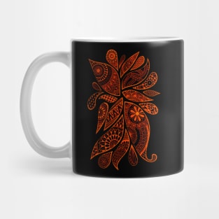 Abstract Zentangle Swirls Design (orange on black) Mug